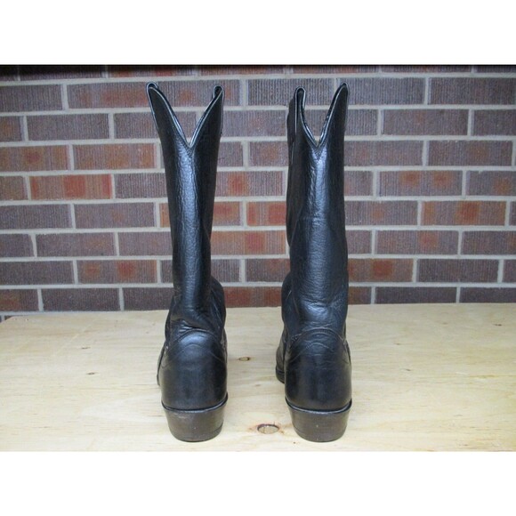 VINTAGE Olathe Cowboy Boots Mens 10 AA Extra Narrow Black Leather Western USA - Picture 8 of 16